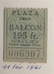 PLACE DE CINEMA DU PLAZA D ORAN